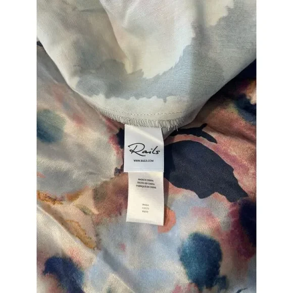 NWT Rails Dina Midnight Verbena Floral Maxi V-Neck Satin Dress S Flutter Sleeve - Picture 8 of 9